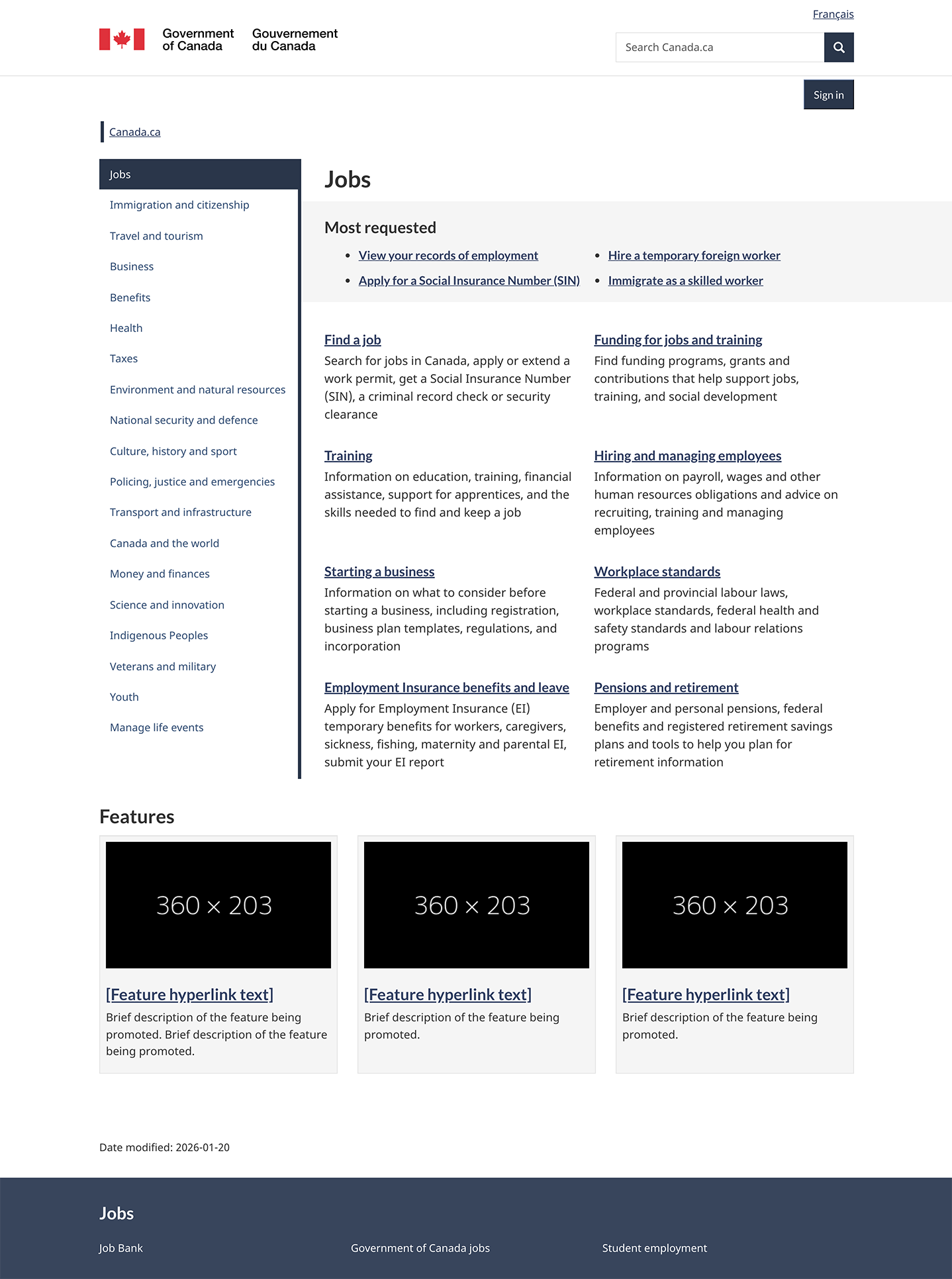 Layered theme navigation page for large screens. Text version below: