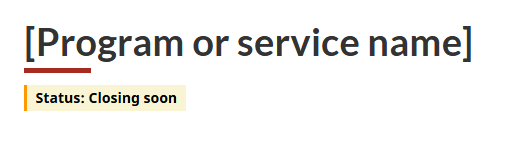 Warning label under a page title. Text version below: